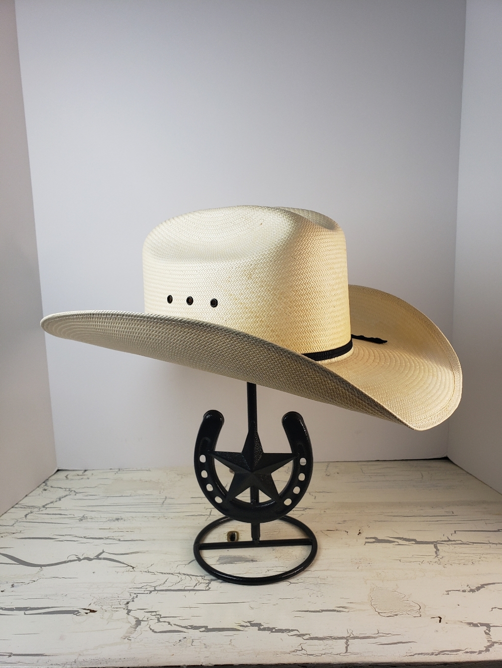 Resistol 10X Cattleman Genuine Shantung Straw Cowboy Hat in size 7-1/4 - Picture 2 of 16